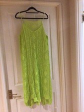 NEW Lime Green lace camisole style knitted calf length dress size L By KNIT MIX