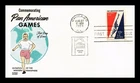 DR JIM STAMPS US COVER PAN AMERICAN GAMES AIR MAIL FDC SCOTT C56 FLUEGEL CACHET