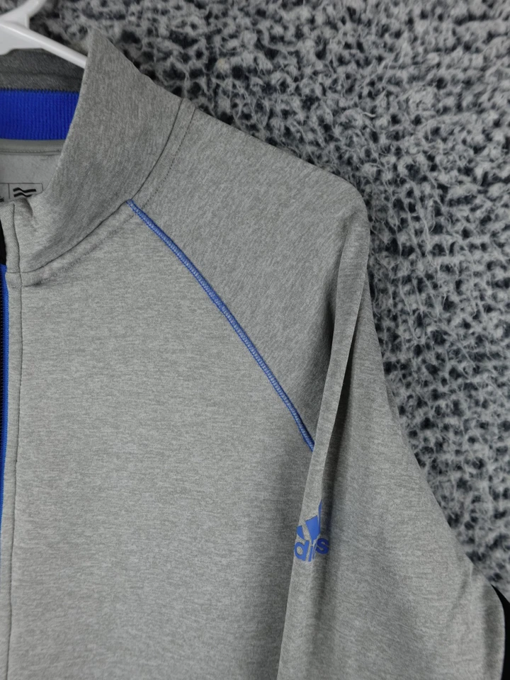 Chaqueta Adidas Golf Cremallera Completa M Climaheat Ropa Deportiva Negra Gris con Puntada Azul Foto 3 de 4