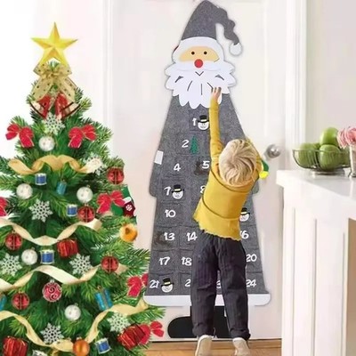 Weihnachts-Adventskalender aus Filz 24 Türen Weihnachtsmann Form Kalender