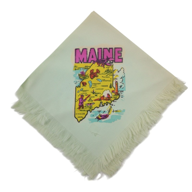 True Vintage Maine Graphic Handkerchief 11"
