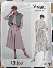 Vintage Vogue Paris Original Size 12 Pattern 2991 by Chloe Jacket & Dress Uncut