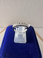 14KT.White Gold Diamond Wedding Band size 5.5, -3.10 Grams.
