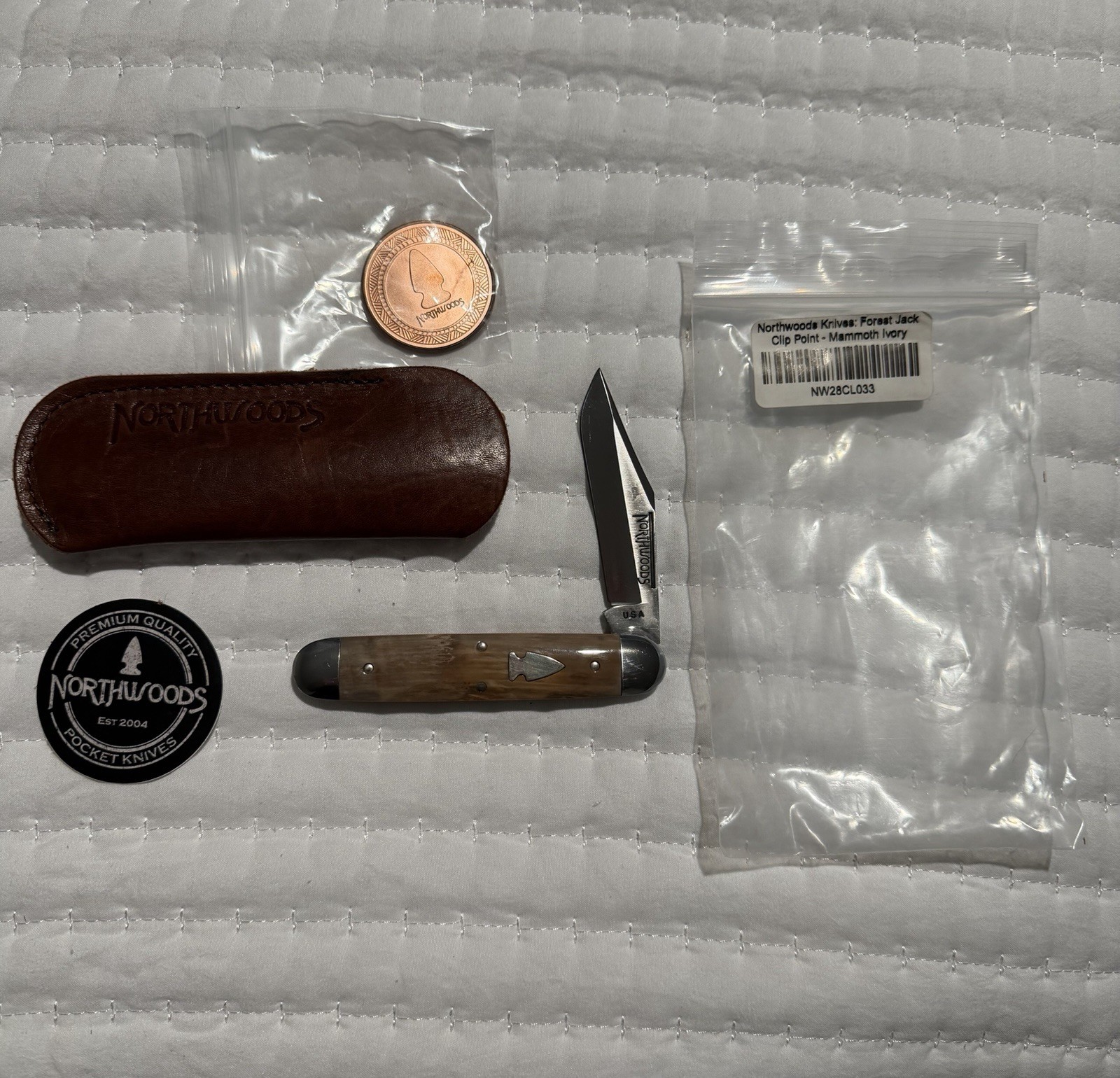 Northwoods Forest Jack Pocketknife Clip Point SS Blade Ivory Handle 2022