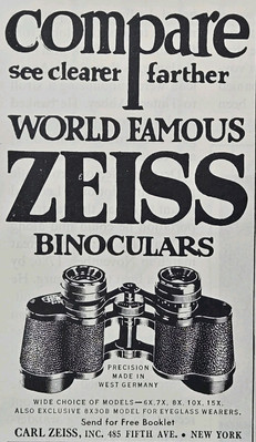 Zeiss Binoculars West Germany Many Models Vintage Print Ad 1960