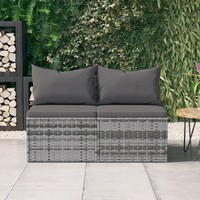 Garten Mittelsofas Mit Kissen 2Er Set Poly Rattan Grau
