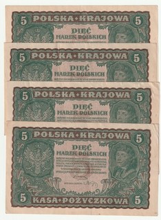 5 Marek Polskich 1919 Polen. Fortlaufende KN.