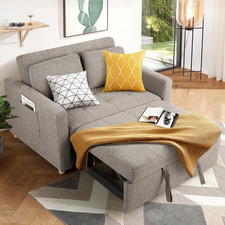 3 in 1 Sofa Bed Convertible Sleeper Sofa w/ Pull Out Bed 2 Seater Loveseat Couch