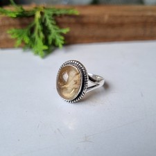 Golden Rutile Gemstone Ring 925 Sterling Silver Rutilated Quartz Ring PG7031