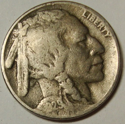 1929 S 5c Buffalo Nickel Coin #2426 Fine Better Mint Mark Free Shipping