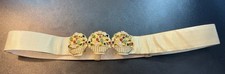 Judith Lieber Multi Stone Cabochon Baskets Two Row Gold Tone Tubogas belt buckl