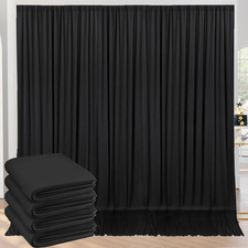 20Ft X 10Ft Black Backdrop 4 Panels 5X10Ft Silky Polyester Party Drapes