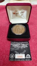 TERRELL DAVIS Highland Mint Bronze Super Bowl XXXII MVP Coin/COA #5845 of 25,000