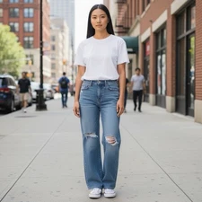 NWT Judy Blue High Waist Tummy Control Distressed Straight Leg JB88785 Size13/31