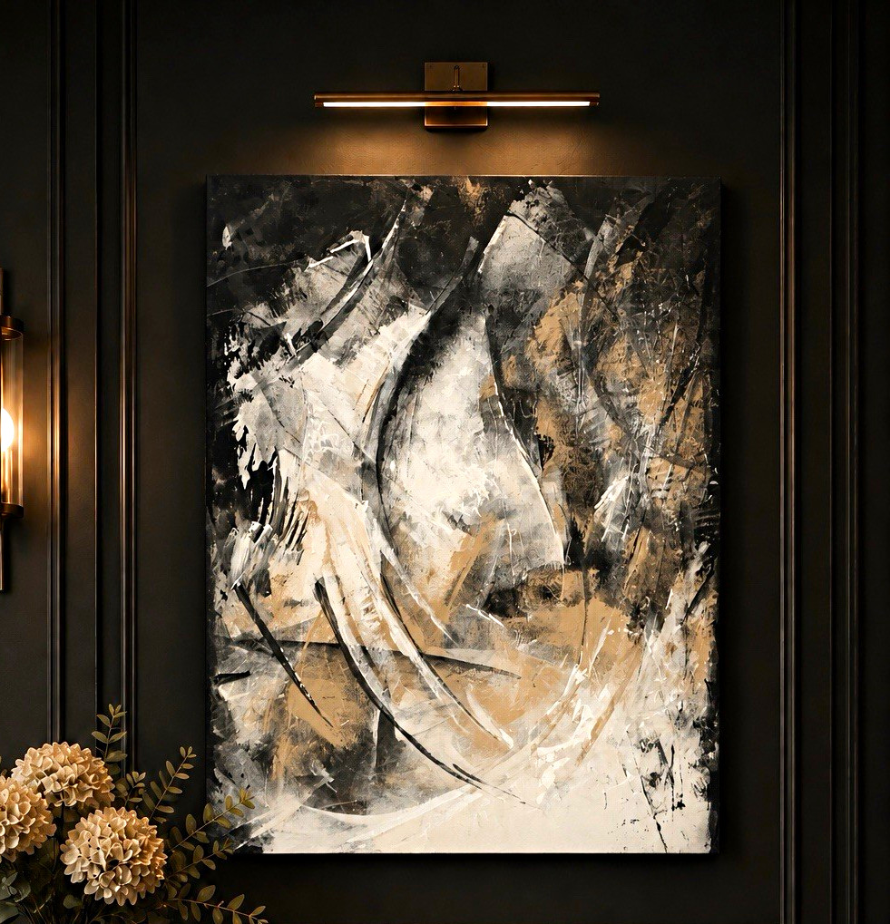 Original Abstract painting 24x30” Recycled sustainable art neutral tones Signed