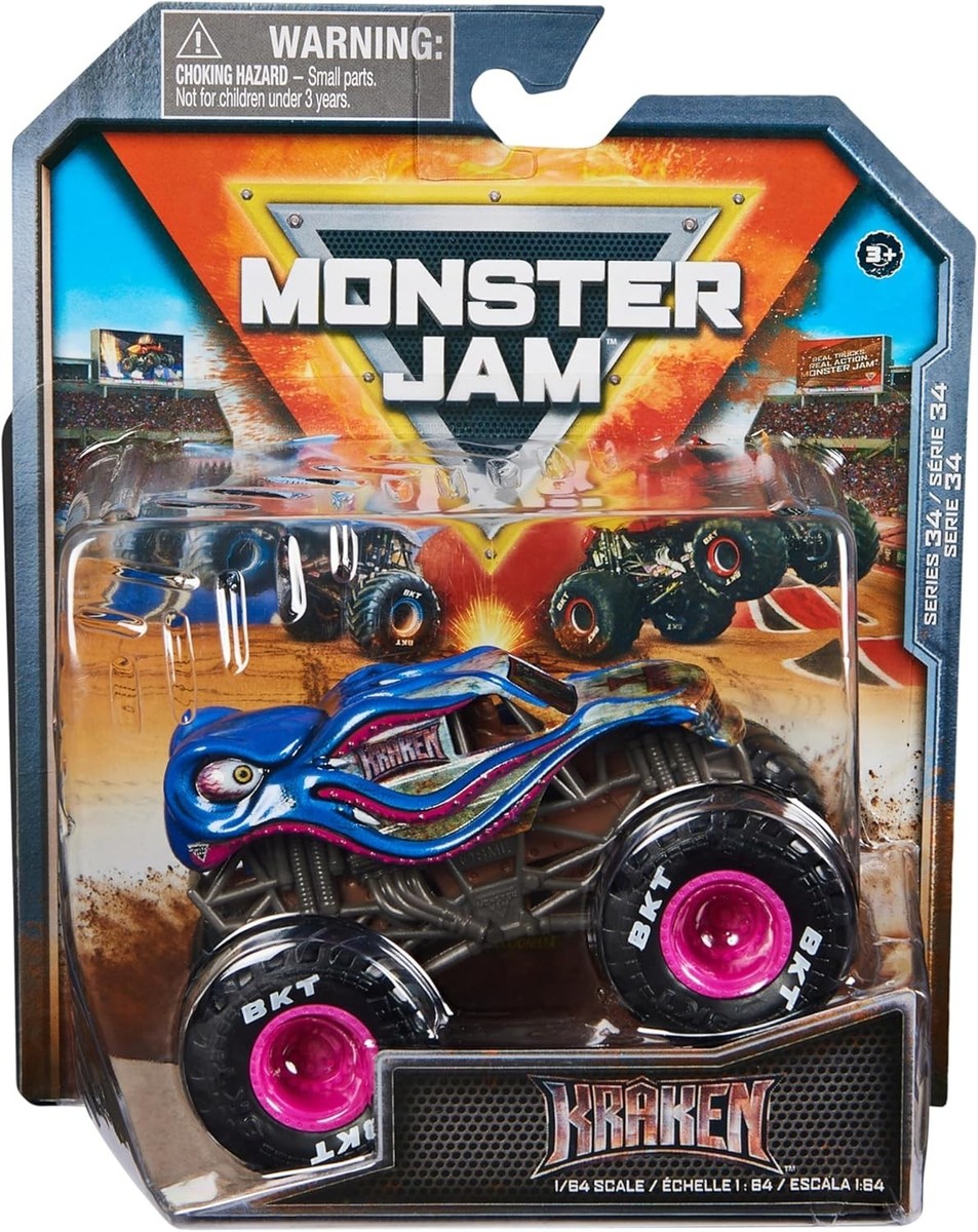 Official Kraken Monster Truck, Die-Cast Vehicle, 1:64 Scale, Kids