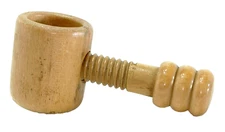 Vtg Hand Crank Old Screw Style Nutcracker Solid Wood Retro 70's Walnuts Country