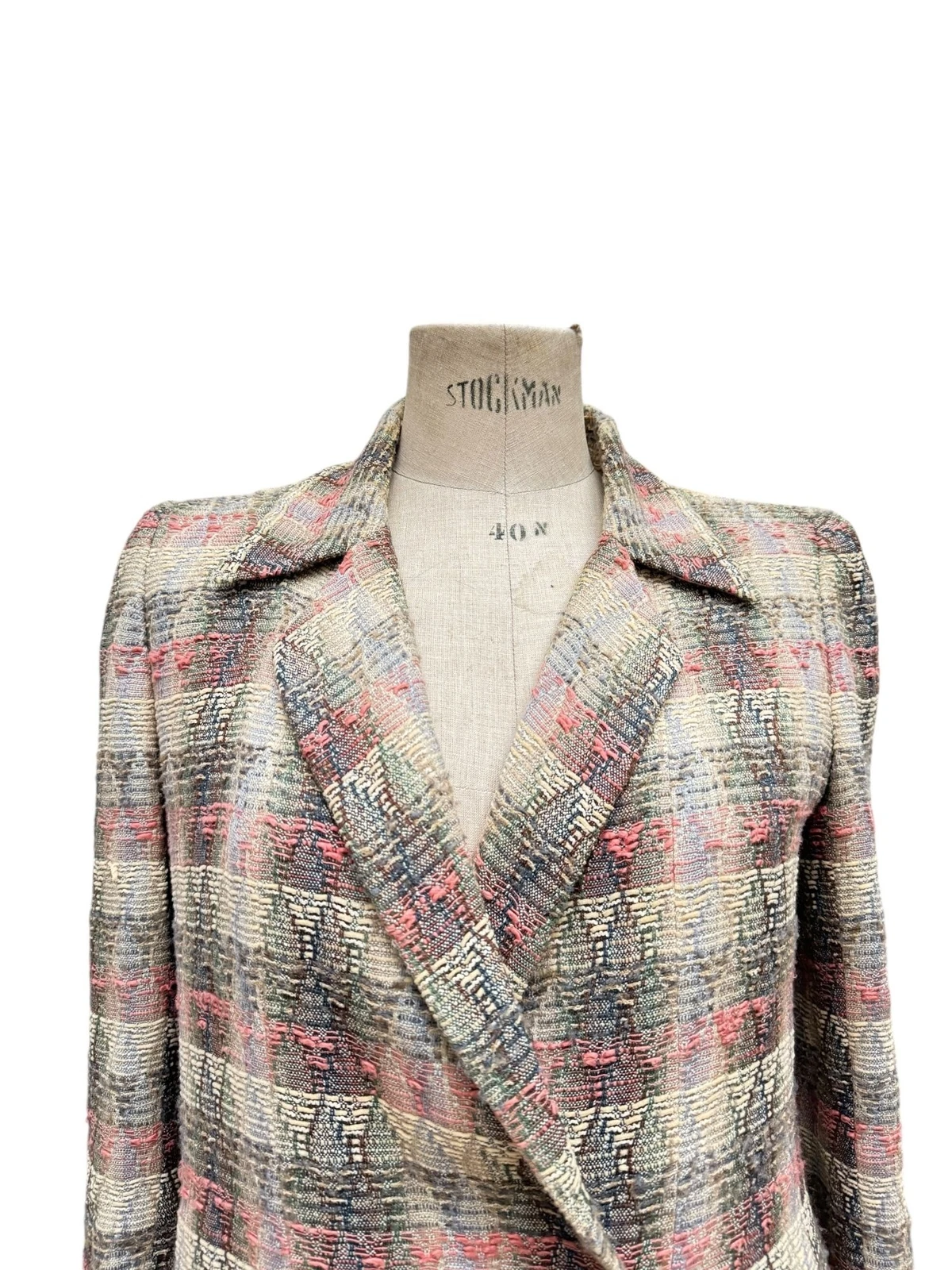 Giacca blazer Chanel by Karl Lagerfeld primavera 1998 beige tweed lana taglia 40 