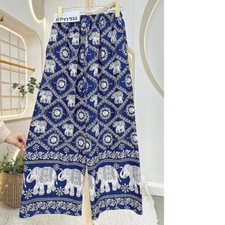 Thai Elephant Trousers -Elastic Waist with Drawstring - Women Animal Print Pants
