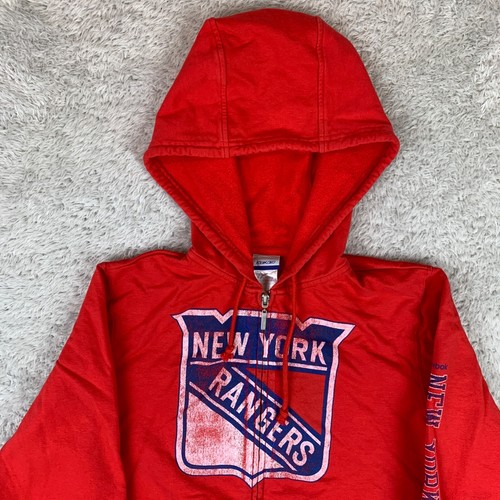 Reebok NHL New York Rangers Red Full Zip Hoodie Men's Size Medium M - Picture 2 of 18