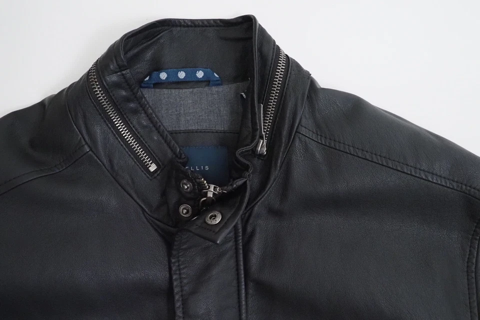 Perry Ellis Men’s faux leather jacket black size Large button pockets Lined - Image 3 of 4