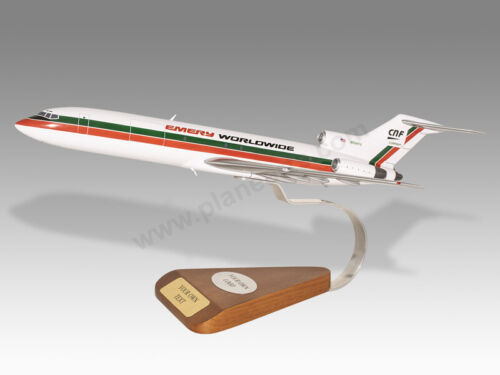 Boeing 727-200 Emery Worldwide Solid Mahogany Wood Handcrafted Display Model - Afbeelding 1 van 10