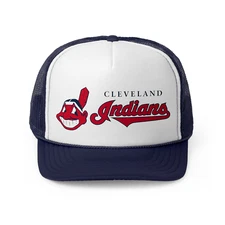 Vintage Cleveland Indians Mesh Snapback Trucker Hat - Retro Vintage Cap