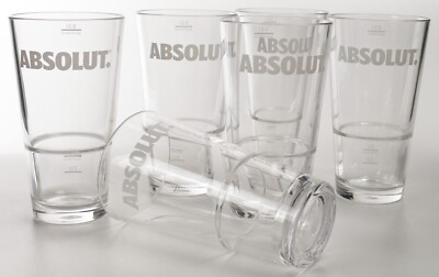 6 x Absolut Vodka Highball Glas Acryl Klar Logo Mattweiß Design Club Bar 7308