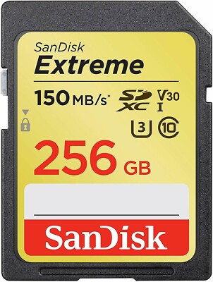SanDisk 256GB Extreme SD SDXC Card 150MB/s Class 10 UHS-1 U3 4K Memory SDSDXV5