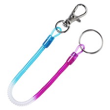 Safety Coiled Lanyard - Spiral Retractable Spring Coil Keychain Stretch Cord
