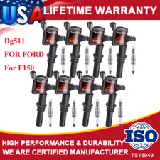 8Pack Ignition Coils PLATINUM Spark Plug For Ford F150 F250 5.4L 2004-2010 DG511