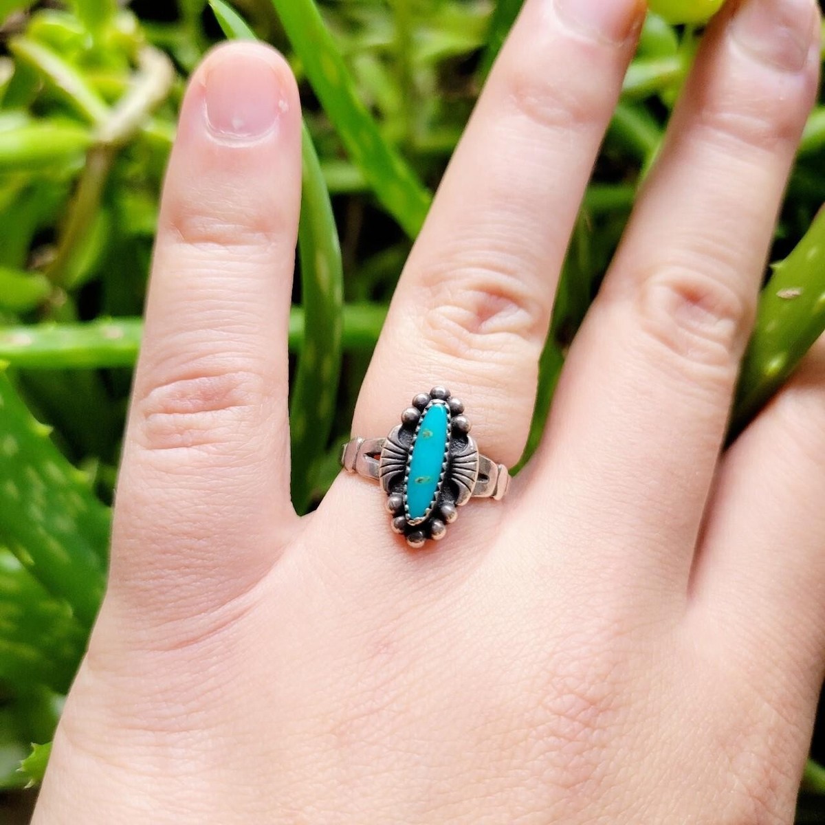 Vintage Bell Trading Post 925 Sterling Silver Turquoise Ring, size