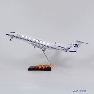 1:50 Gulfstream G650ER LED Light Painted Private Jet Model W/Landing Gear Gift