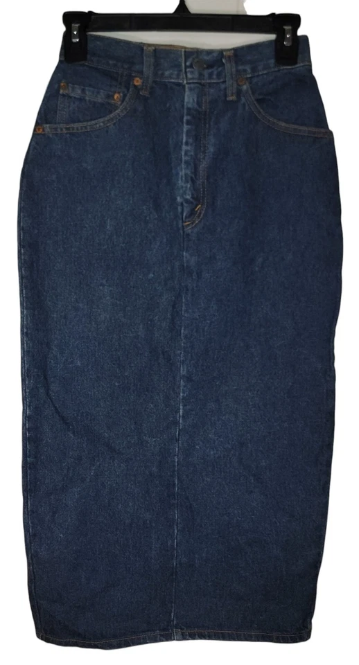 NUEVO CON ETIQUETAS De Colección Levi’s 505 Talla 5 Mujer Azul Lavado Oscuro Stock Muerto Retro Años 80 Falda Denim Foto 2 de 4