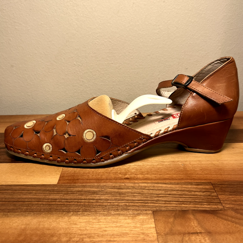 PIKOLINOS Brown Leather Flower Blossom Strap Sandals Heels - Size EU 39 (US 8.5) - Picture 6 of 18