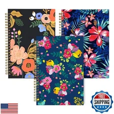 XYark Lined Notebook Spiral, A5 Flower College Ruled Journals Bulk, 100GSM Th