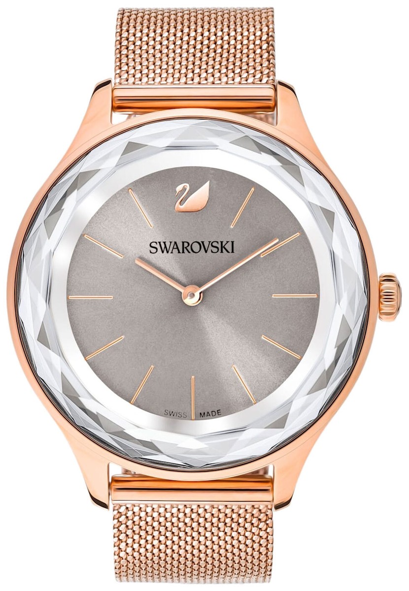 Swarovski Octea Nova Gris Esfera Oro Rosa PVD Milanés Reloj Mujer 5451634