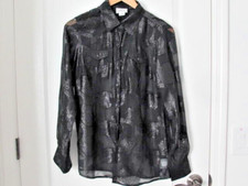 Camisa Ariat para mujer transparente brillante botón frontal a presión negra pequeña mascota caprichosa