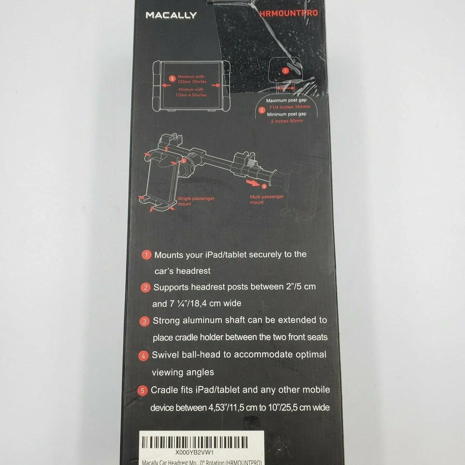 Macally Car Headrest Mount Holder for Apple iPad Pro/Air/Mini, Tablets, Nintendo - Image 3 of 4