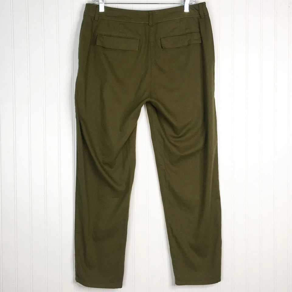 Eileen Fisher Womens Casual Pants Green Mid Rise Flat Front Organic Cotton 8 - Изображение 2 из 4