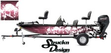 Skulls Graphic Abstract Fishing Bass Boat Pink Wrap Decal Vinyl USA Pontoon Kit