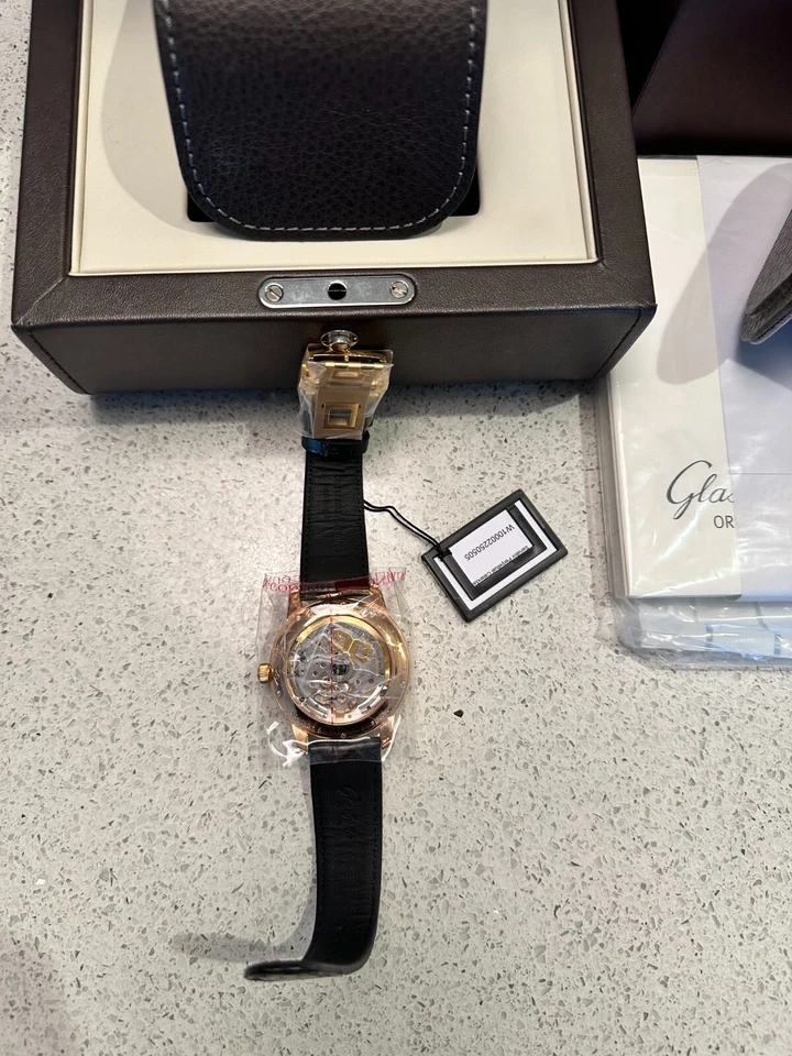 Nuevo GLASHUTTE Senator Calendario Perpetuo Esfera Negra Oro Rosa 18K100-02-25-05-05 Foto 4 de 4