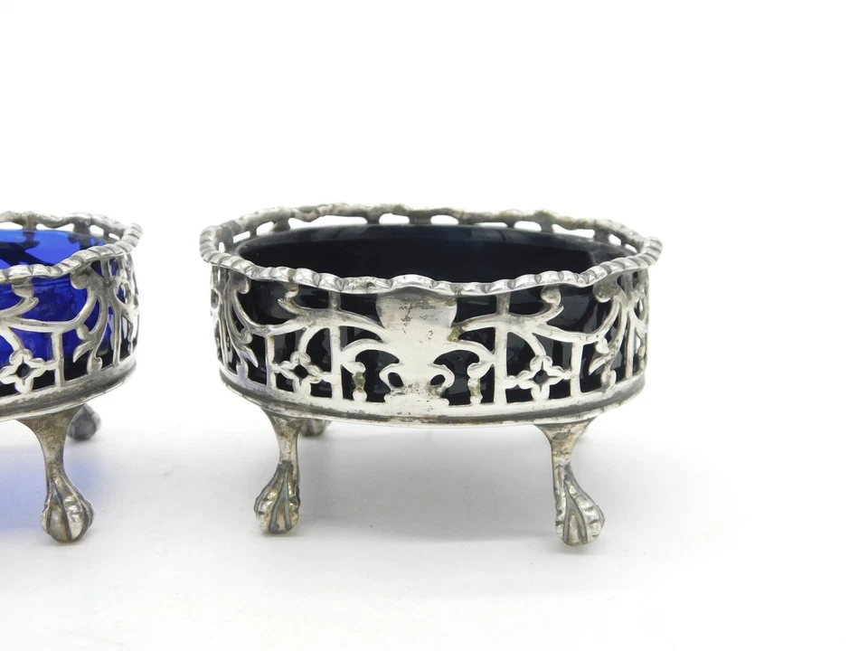 George III Pair of Sterling Silver Pierced Paw Foot Salt Cellars Antique 1811 - Image 4 of 4
