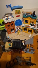 Fischer Price Cowboy Stadt Mit Kutsche 3 Pferden 1xbullenreiter 8figuren 1kanone