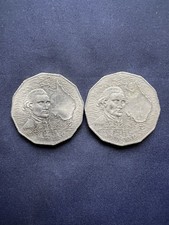 2x RARE -1970 Australia 50 Cent Coins Captain Cook Bicentenary Fifty Cents