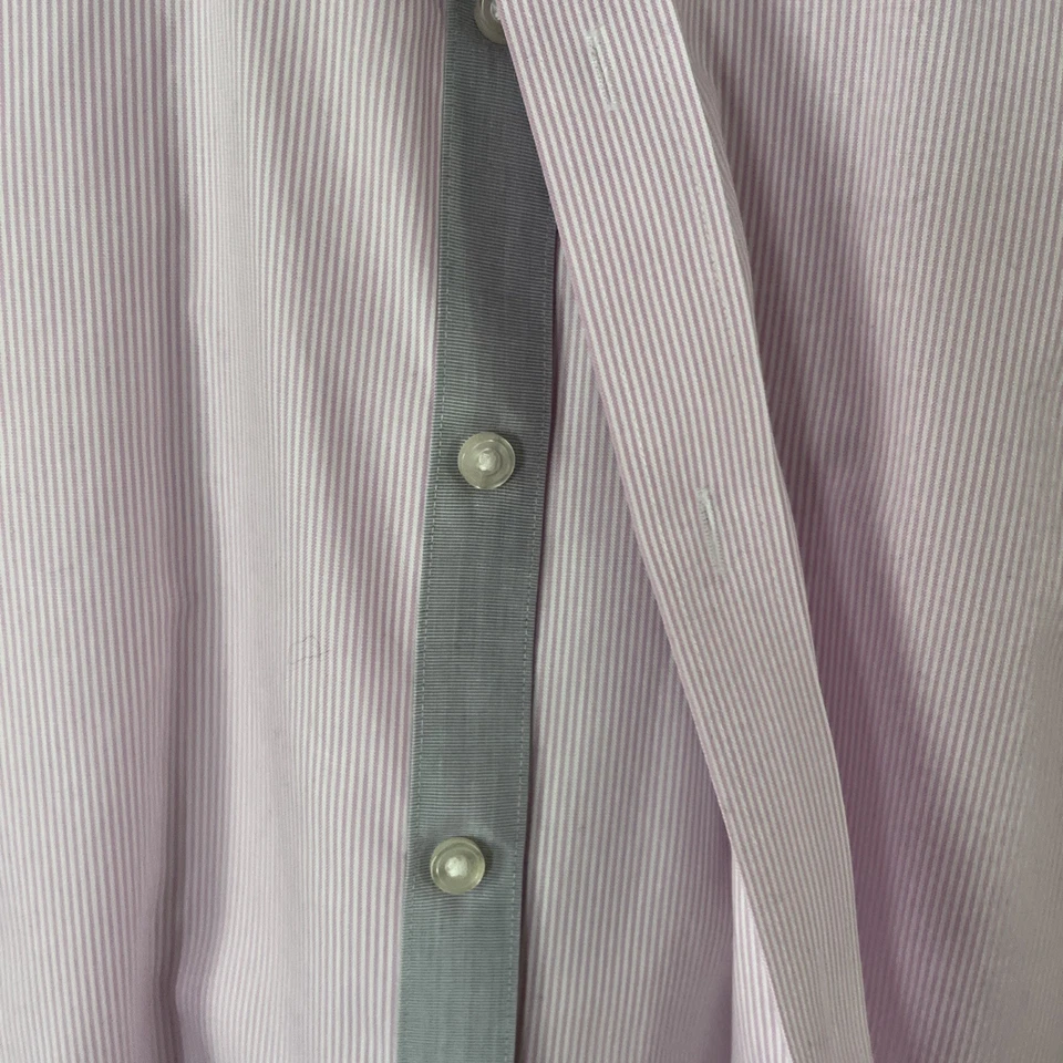 UNTUCKit masculino manga longa listra rosa e branca GG sem rugas 100% algodão - Imagem 4 de 4