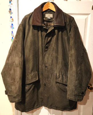 Men's Rainforest Micro Suede Down Leather Trim Jacket Coat Removable Lining XXL