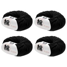 Cotton Yarn,Soft Knitting Yarn -4 Skeins/4 218yards/4 4.54oz/Black