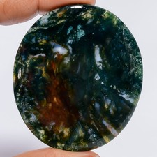 100 Natural Moss Agate Oval Cabochon Loose Gemstone 148 Ct. 59X51X5 mm X-27494