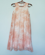 Calvin Klein Women 10 Tank Dress Light Pink Floral Sleeveless Flowy Knee Length